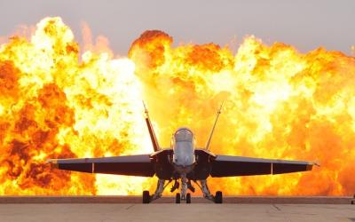 Fighter + flames
